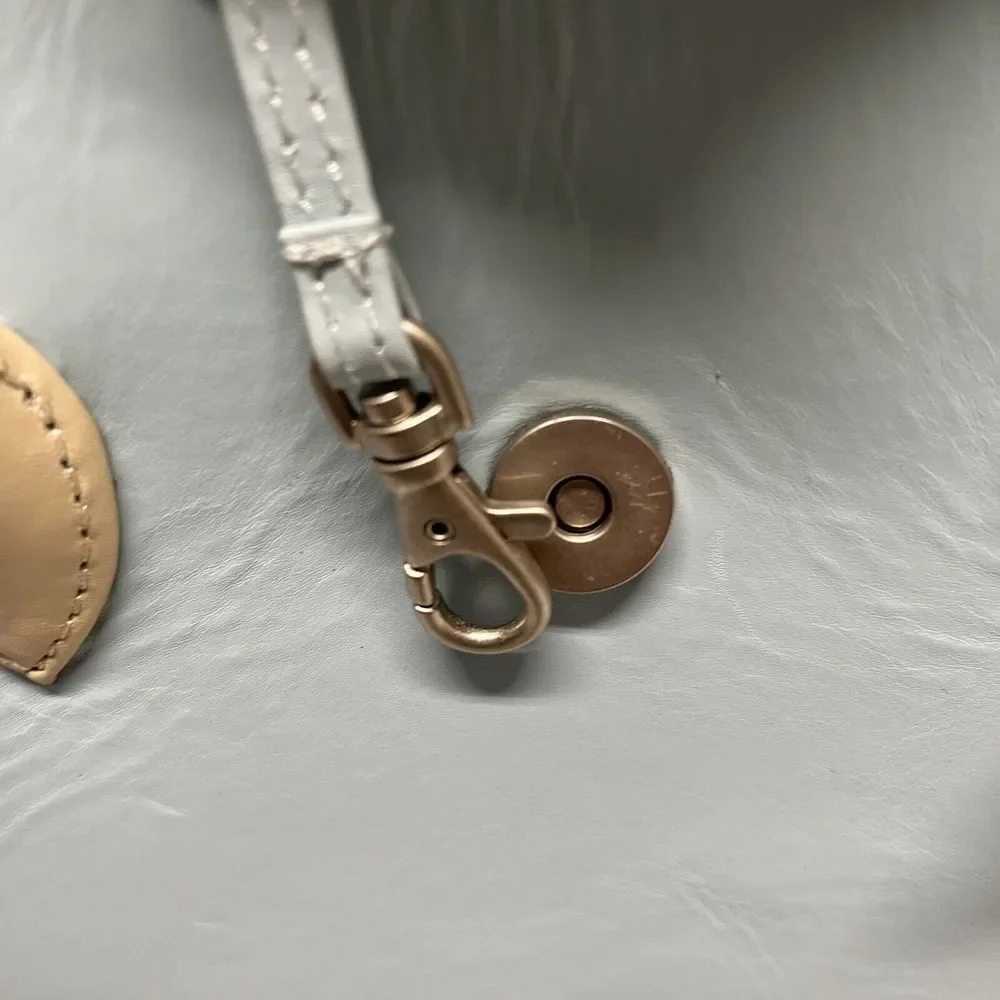 Deborah Lewis Baby Blue and Cream Double Handle Satchel Handbag NWOT - Picture 10 of 10